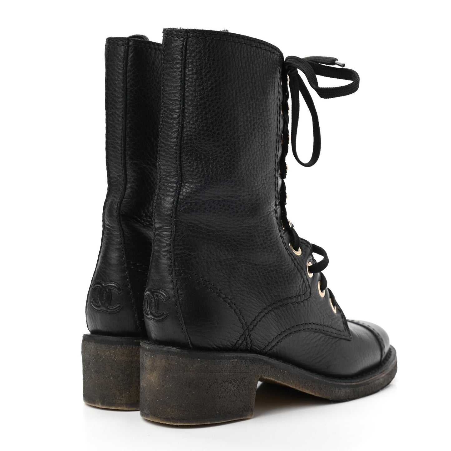 Calfskin CC Combat Boots 36 Black