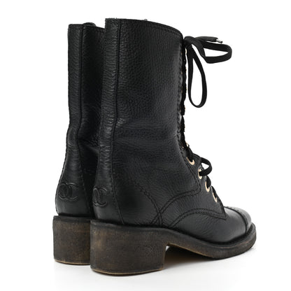 Chanel Calfskin CC Combat Boots 36 Black 4 of 8