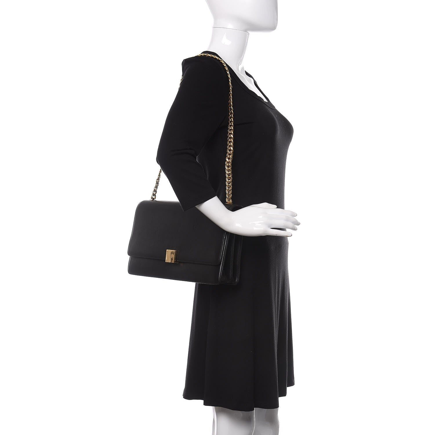 Celine Smooth Calfskin Medium Case Chain Flap Black 2 of 9