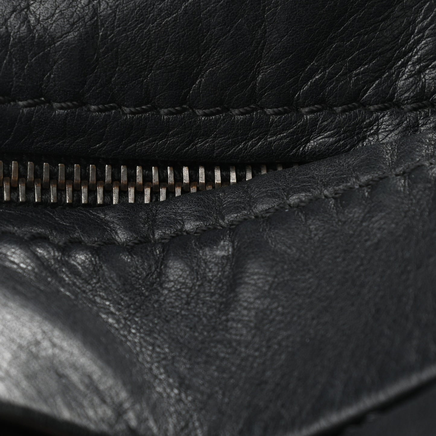 Calfskin Stitched Large Bowling Bag Black