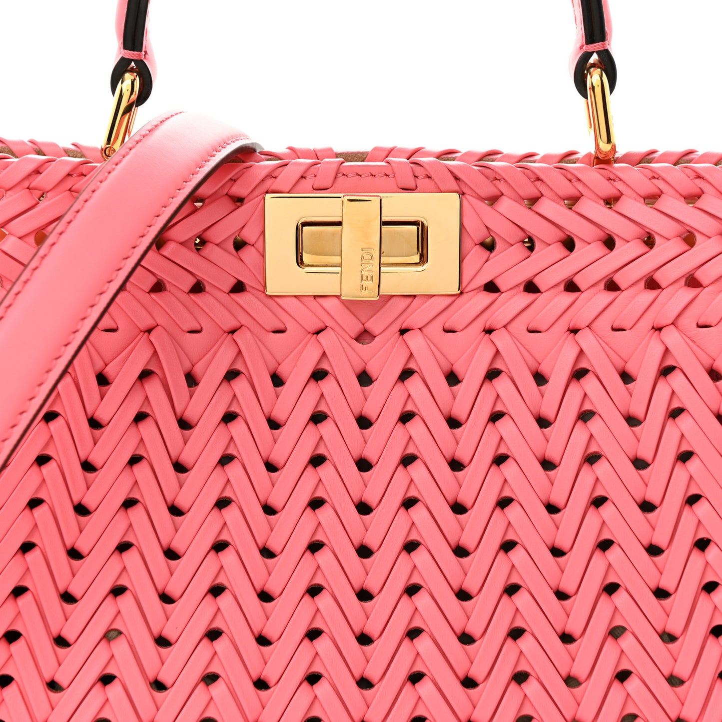 Vitello King Shiny Nappa Intreccio Small Peekaboo I SEE U Satchel Pink Dalia
