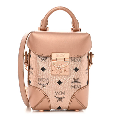 MCM Metallic Visetos Mini Soft Berlin Crossbody Champagne 1 of 10
