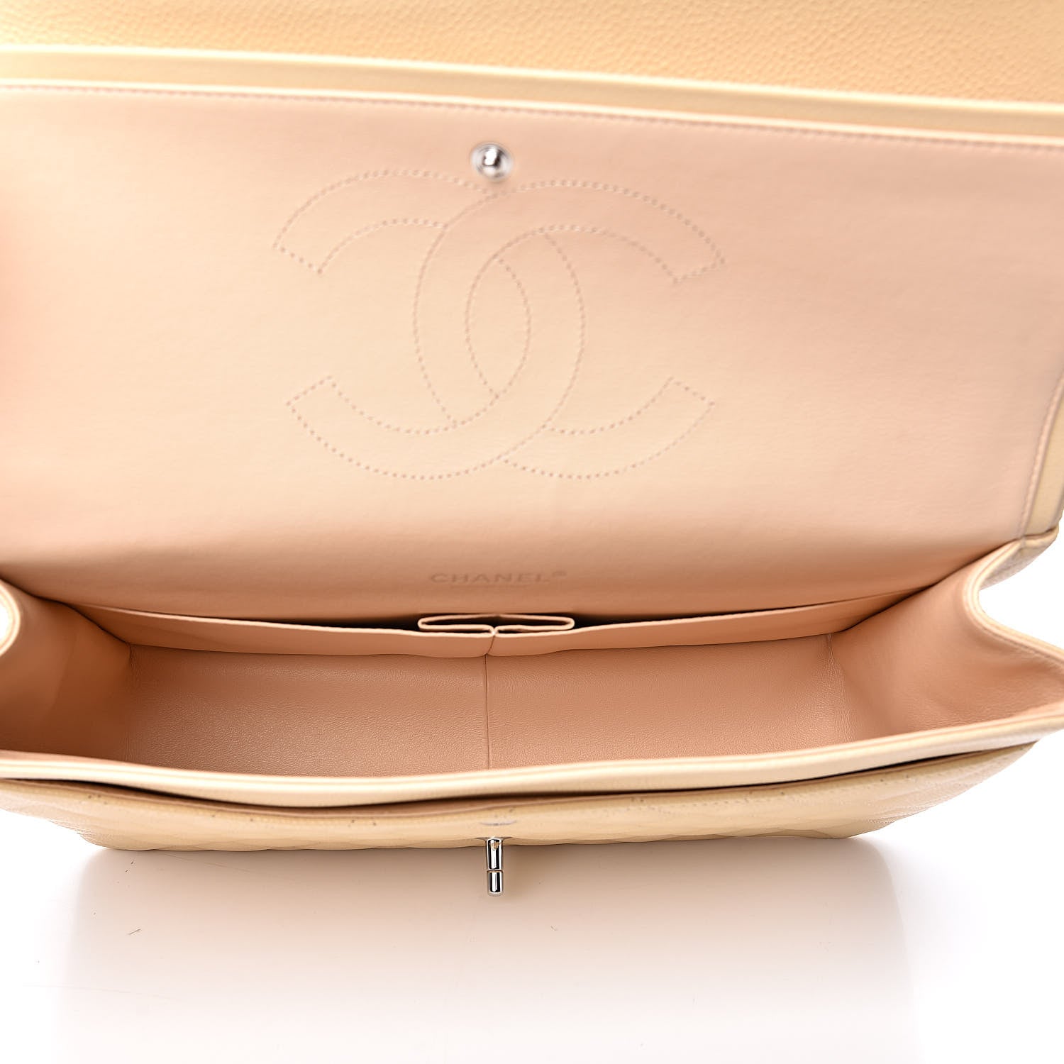 Chanel Caviar Quilted Maxi Double Flap Light Beige 5 of 10