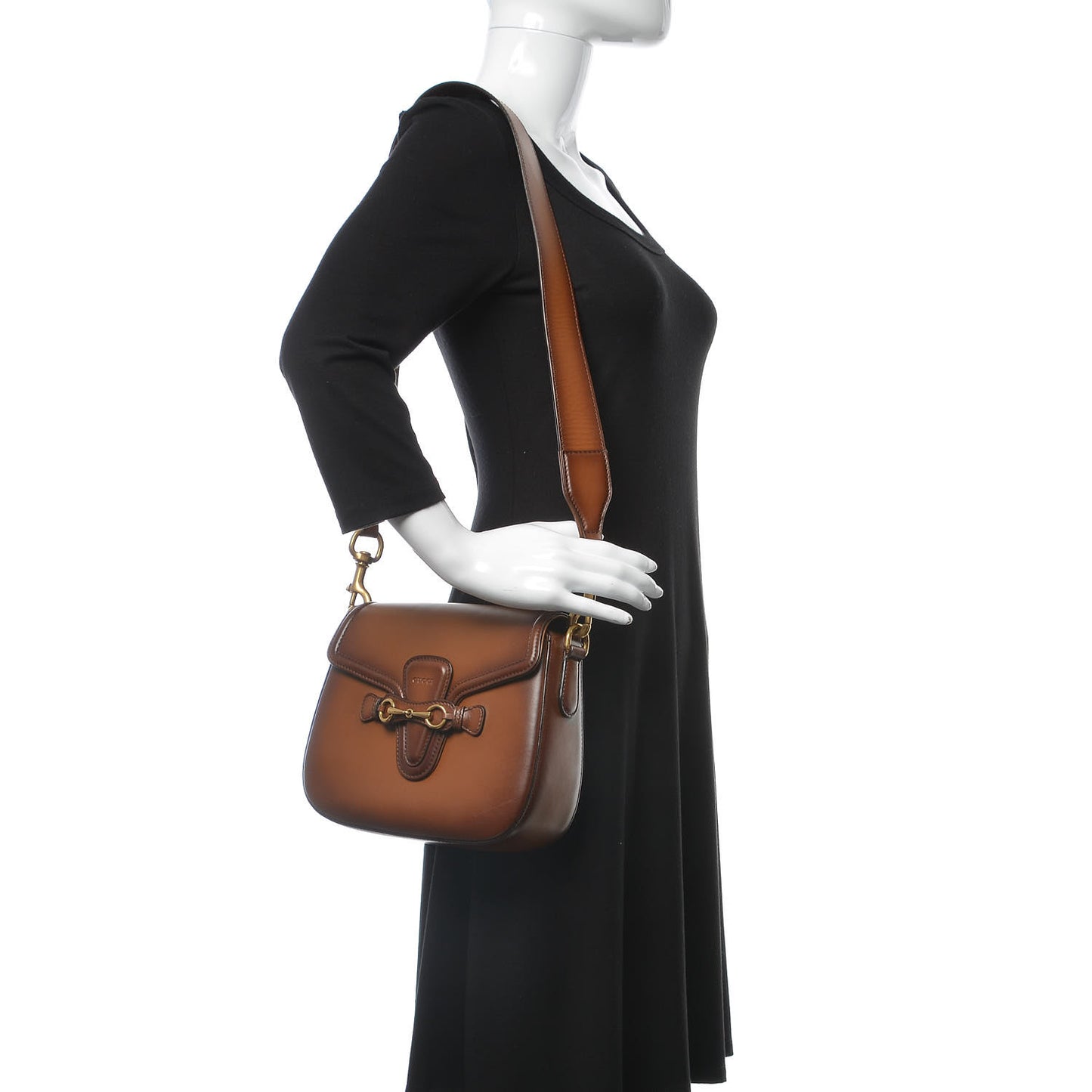 Calfskin Medium Lady Web Shoulder Bag Cuir