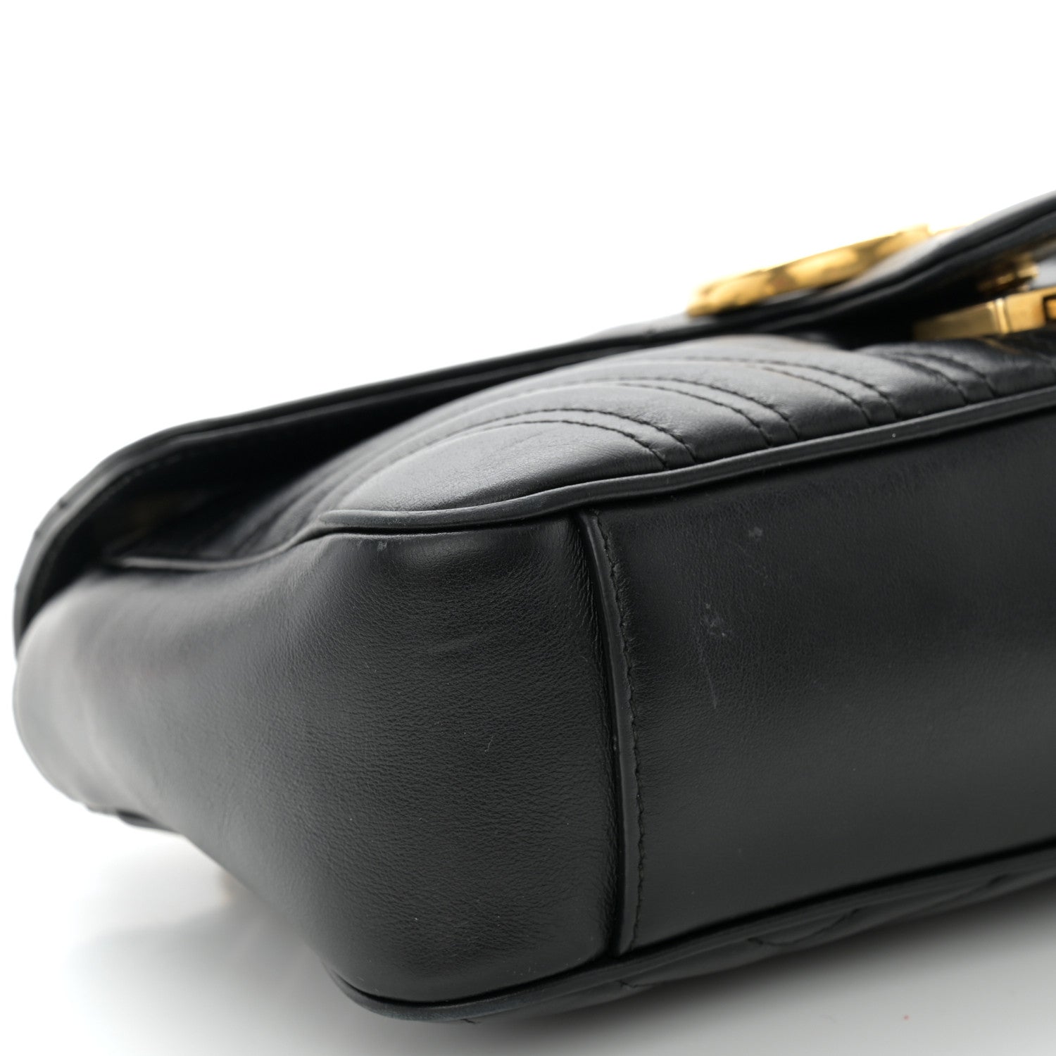 Gucci Calfskin Matelasse Small GG Marmont Shoulder Bag Black 9 of 12