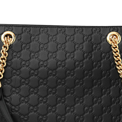Gucci Guccissima Signature Large Shoulder Tote Bag Black 8 of 11