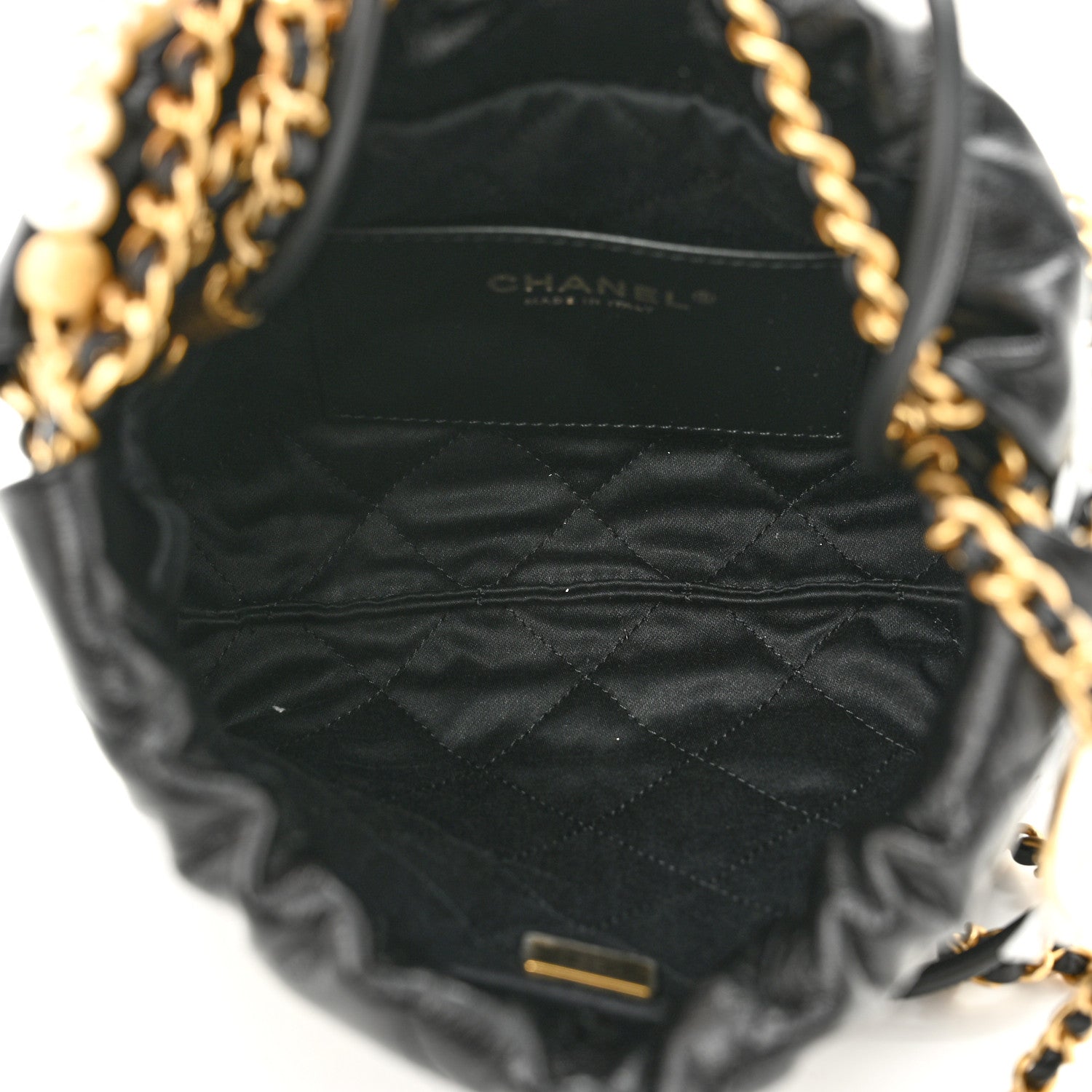 Chanel Shiny Crumpled Calfskin Quilted Pearl Mini Chanel 22 Black 5 of 10