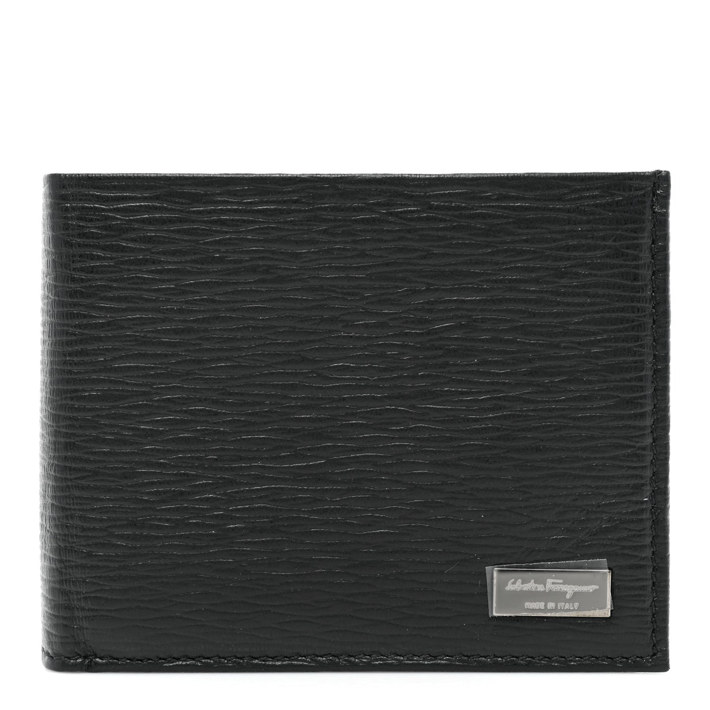 Mens Stamped Calfskin Revival Bi-Fold Wallet Black