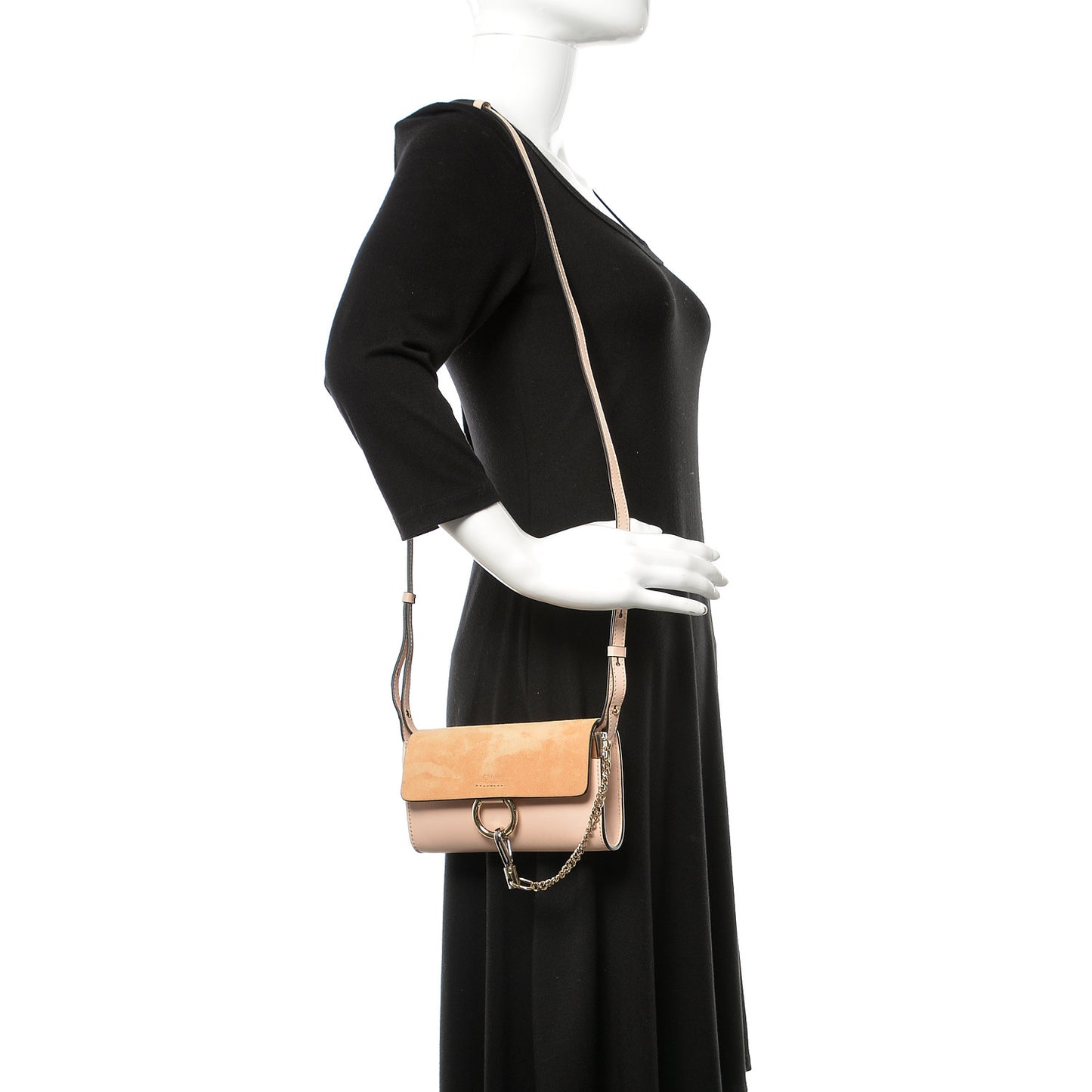 Calfskin Mini Faye Shoulder Bag Cement Pink
