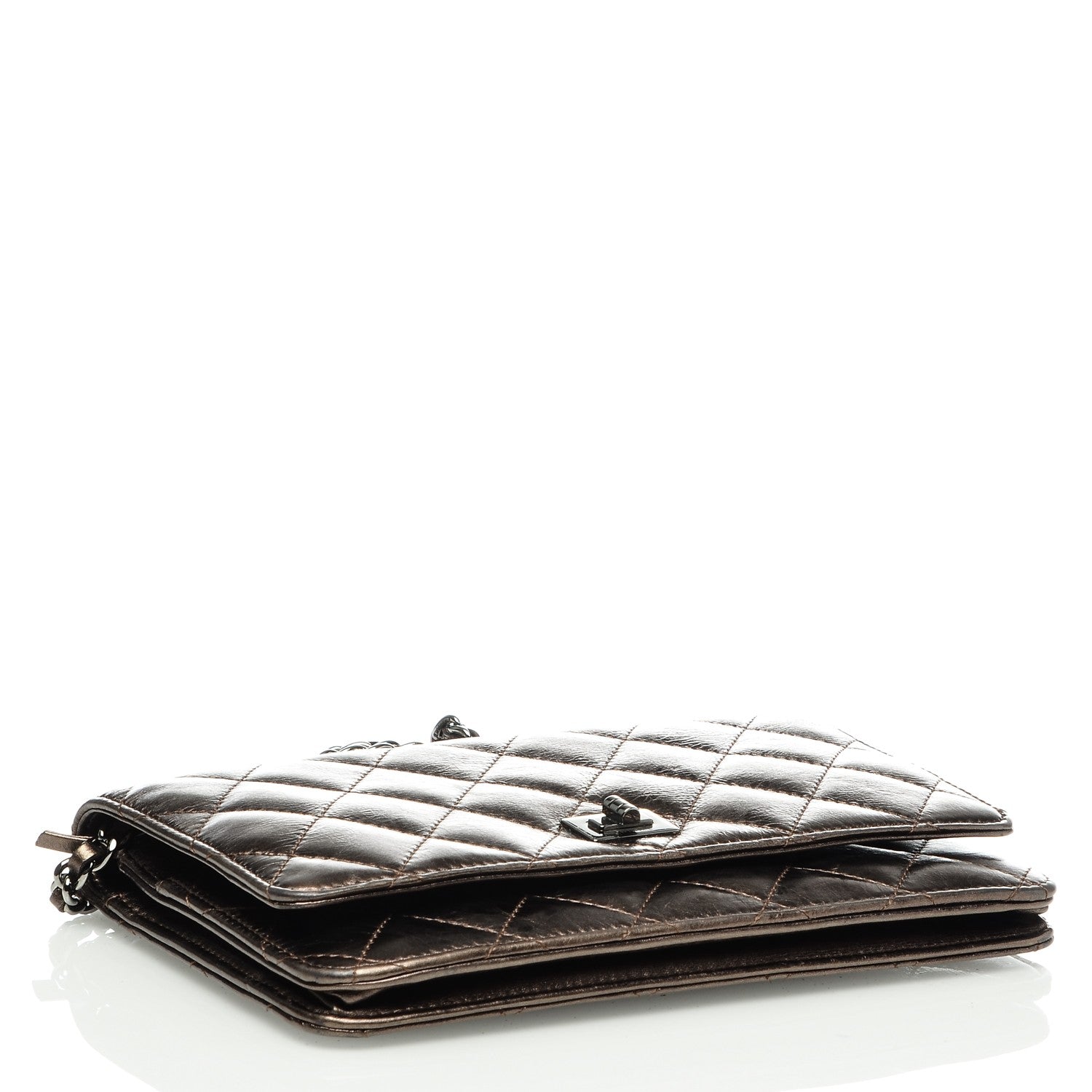 Chanel Metallic Aged Calfskin Quilted Reissue Wallet On Chain WOC Bronze 4 of 8