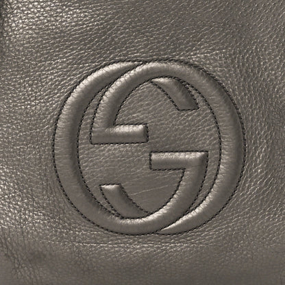 Gucci Metallic Pebbled Calfskin Medium Soho Chain Hobo Sasso 9 of 11