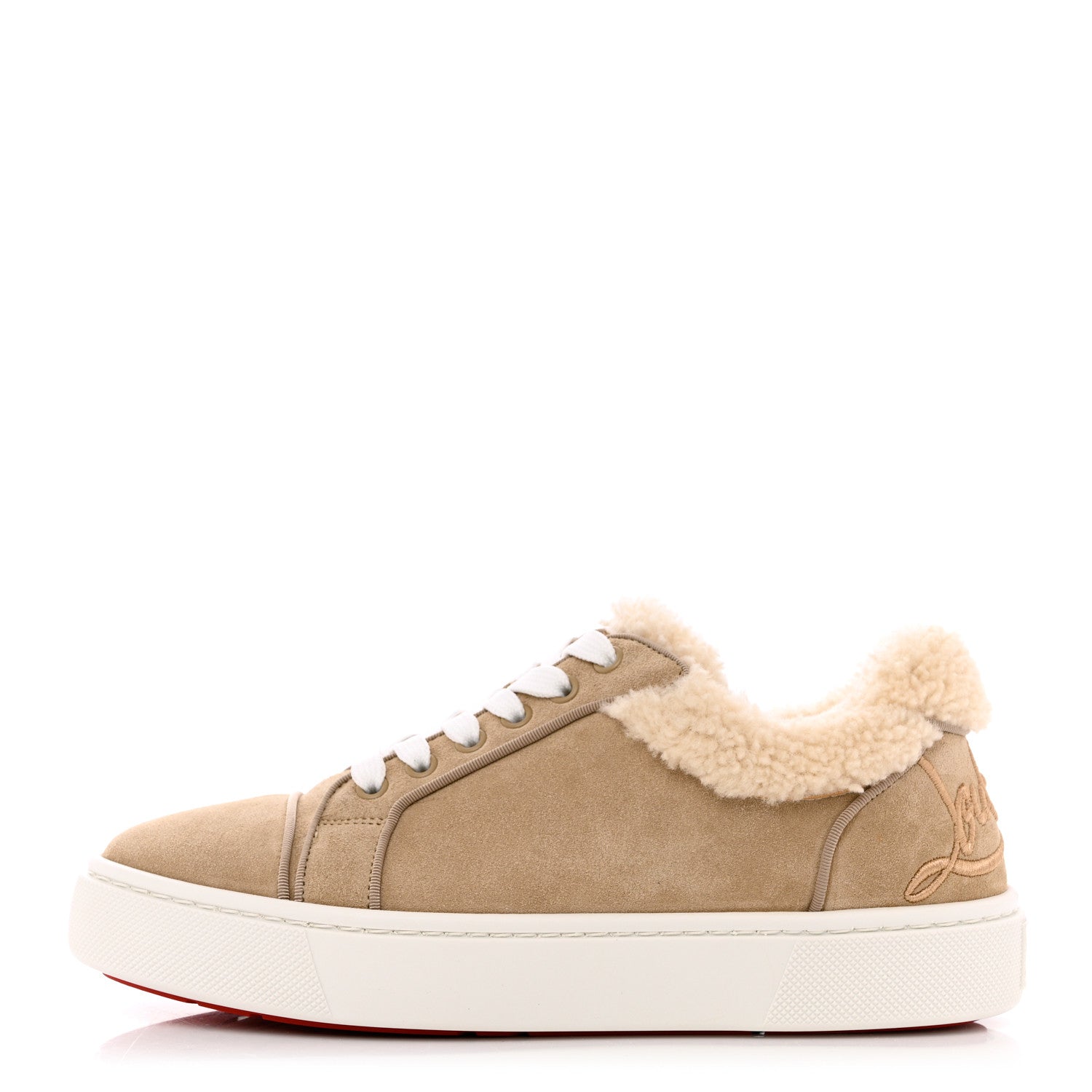 Christian Louboutin Suede Shearling Fun Vierissima Flat Sneakers 39 Atlas 1 of 8