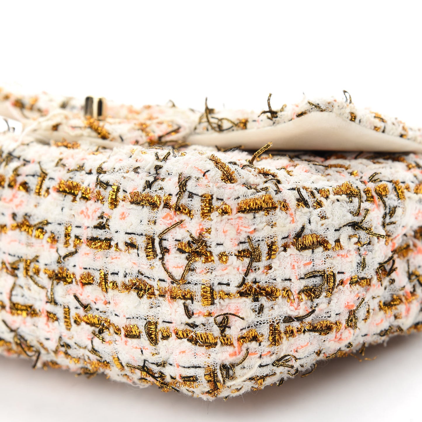 Tweed Quilted Mini Rectangular Flap White