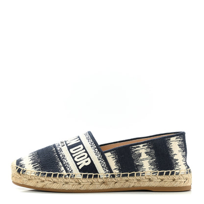Christian Dior Cotton D-Stripes Embroidered Granville 15mm Espadrilles 35.5 Deep Blue 1 of 9