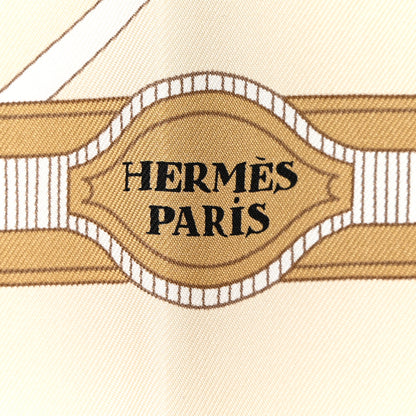 Hermes Silk Les Nouveaux Amoureux de Paris Scarf 90 Beige Black White 2 of 5