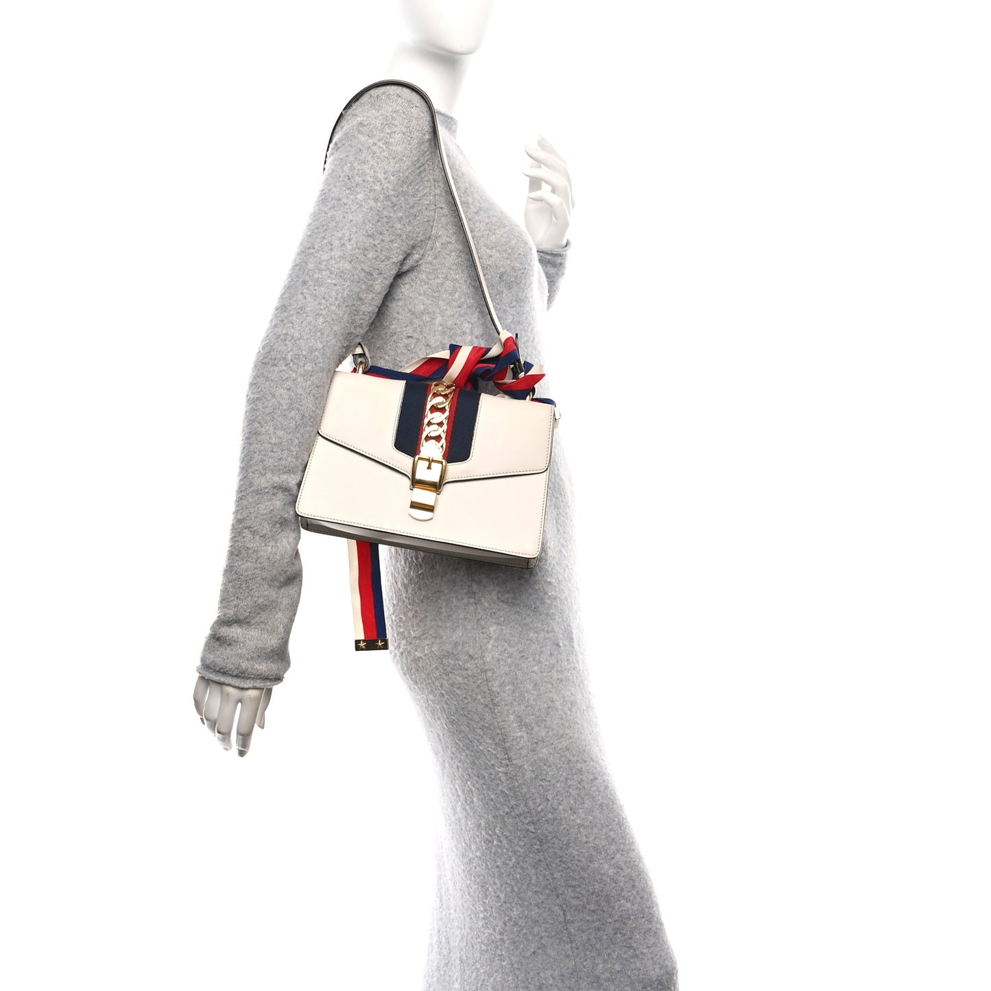 Calfskin Small Sylvie Shoulder Bag Off White