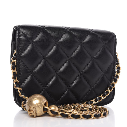 Chanel Lambskin Quilted Pearl Crush Clutch With Chain Black 3 of 12