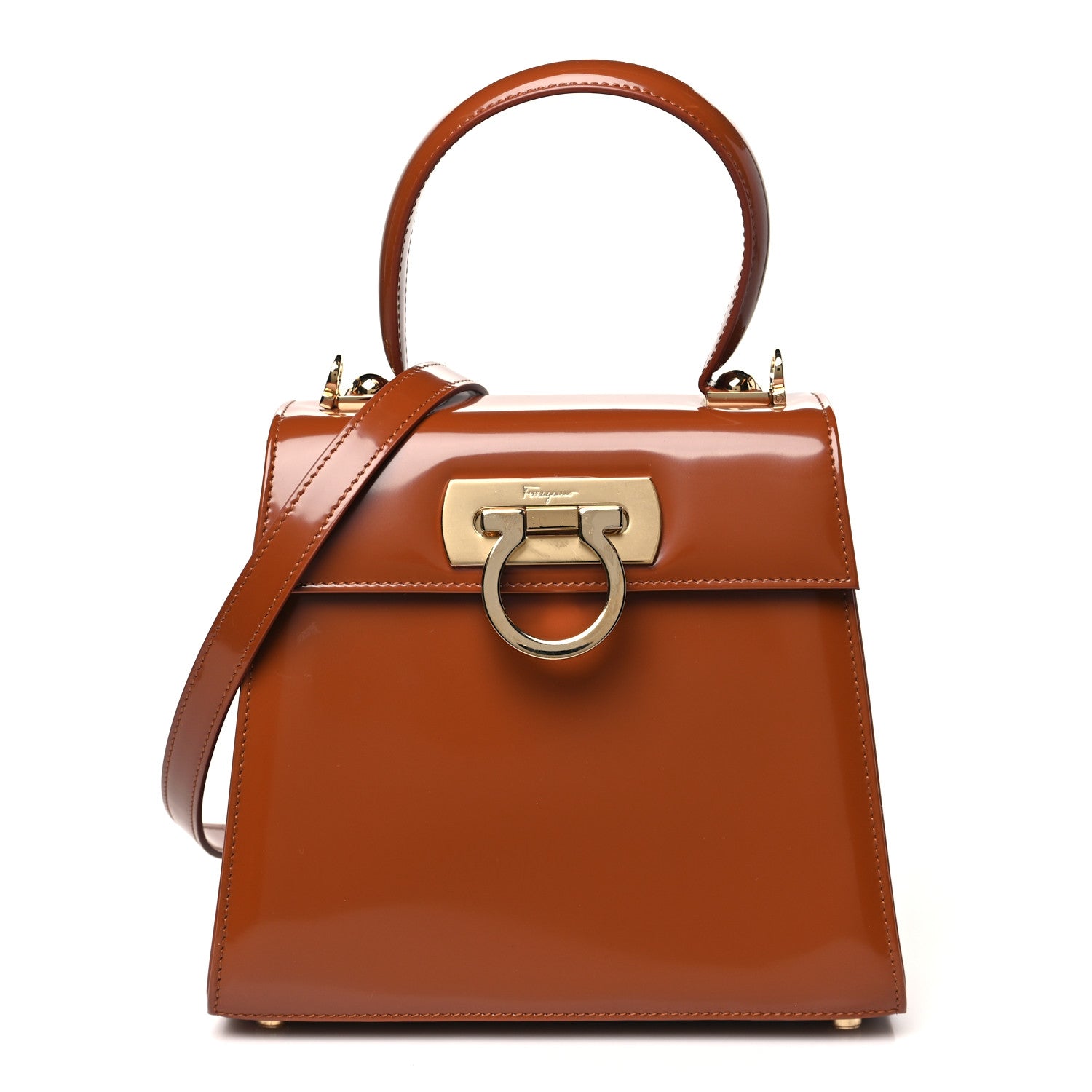 Salvatore Ferragamo Brushed Off Calfskin Small Iconic Top Handle Cuoio 1 of 10