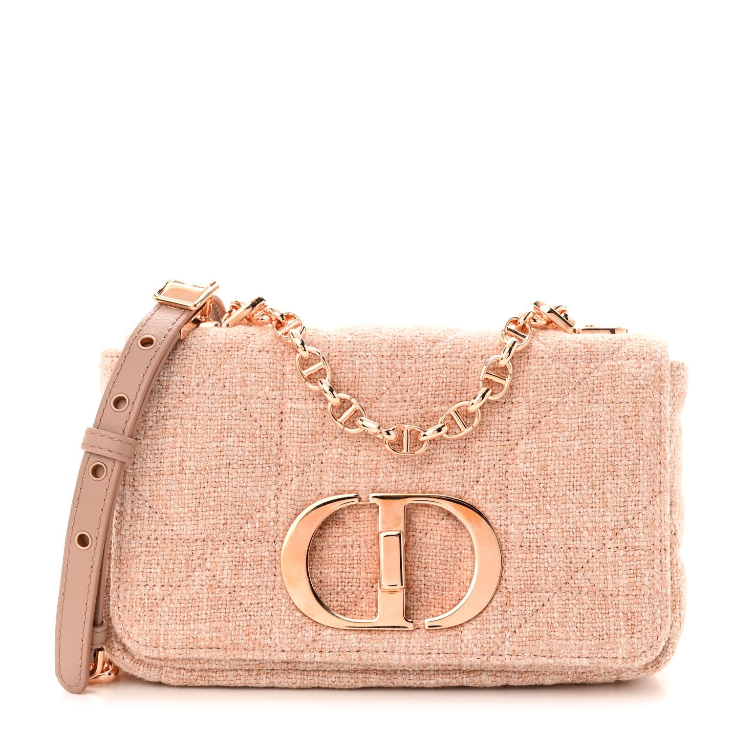 Christian Dior Linen Macrocannage Small Caro Bag Rose 1 of 9