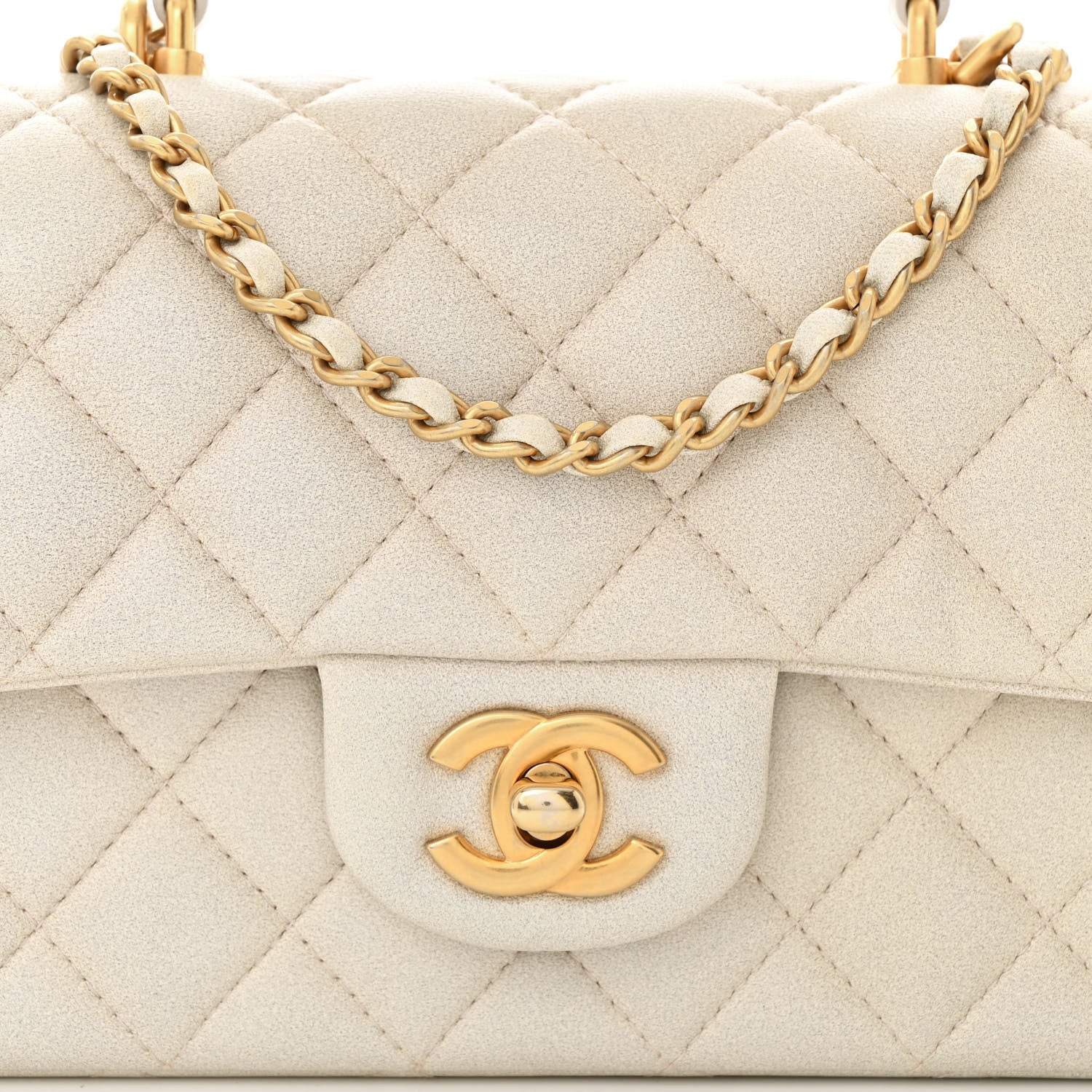 Chanel Iridescent Lambskin Quilted Mini Top Handle Rectangular Flap White 8 of 11