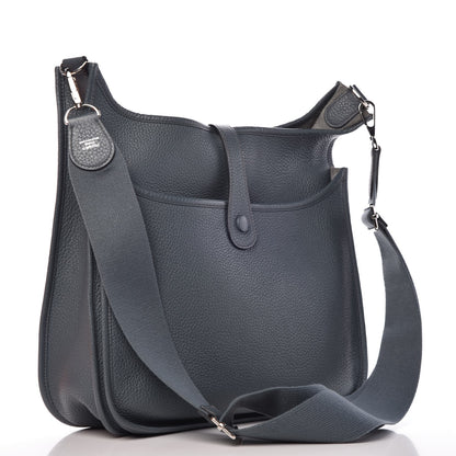 Hermes Taurillon Clemence Evelyne III GM Bleu Orage 3 of 9