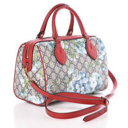 Gucci GG Supreme Monogram Blooms Small Boston Beige Blue Navy Hibiscus Red 3 of 9
