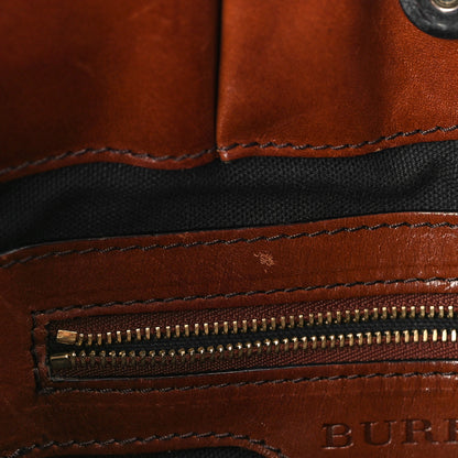 Burberry Bridle Calfskin House Check Medium Whipstitch Tote Dark Tan 14 of 16