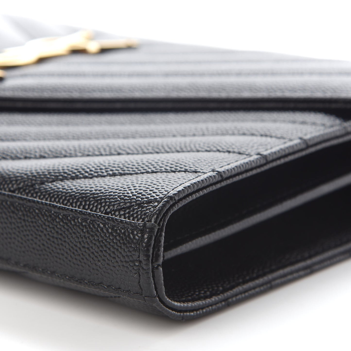 Grain De Poudre Matelasse Chevron Monogram Chain Wallet Black