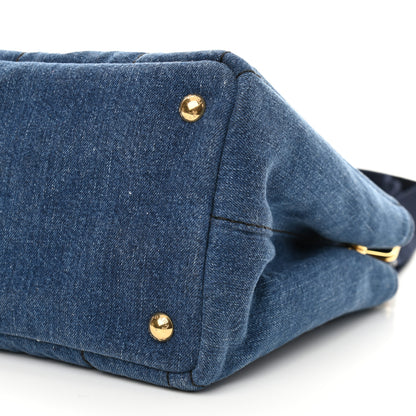Prada Denim Small Logo Tote Bleu 10 of 10