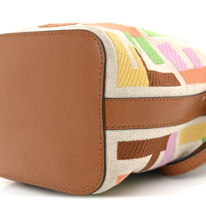 Fendi Kuban Canvas Vitello King F is Fendi FF Embroidered Mini Mon Tresor Bucket Bag Multicolor Cuoio 10 of 13