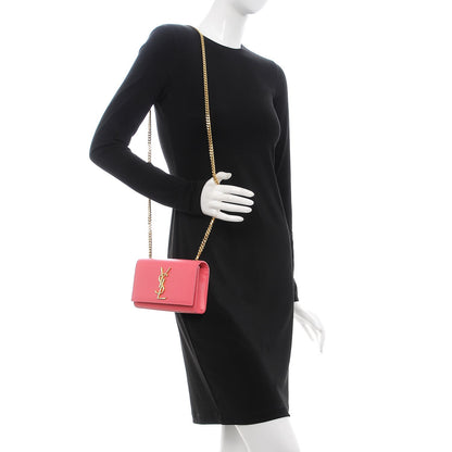 Saint Laurent Grain De Poudre Small Monogram Kate Satchel Rose Clair 2 of 6