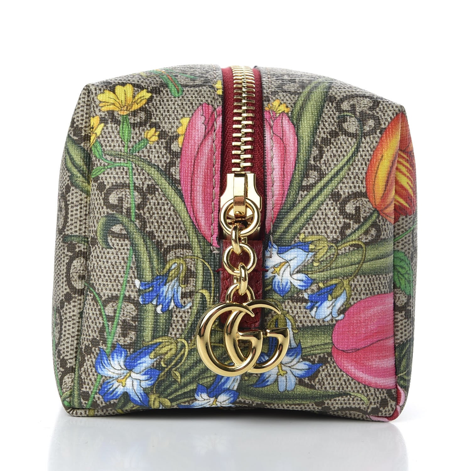 Gucci Soft GG Supreme Monogram Flora Calfskin Medium Ophidia Cosmetic Case Beige Ebony Multicolor Rosso 8 of 9