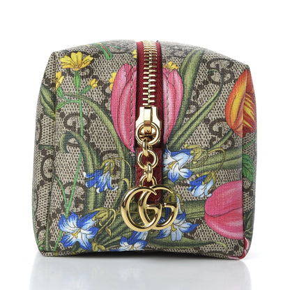 Gucci Soft GG Supreme Monogram Flora Calfskin Medium Ophidia Cosmetic Case Beige Ebony Multicolor Rosso 8 of 9