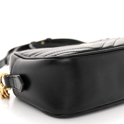 Gucci Calfskin Matelasse Small GG Marmont Chain Shoulder Bag Black 9 of 10