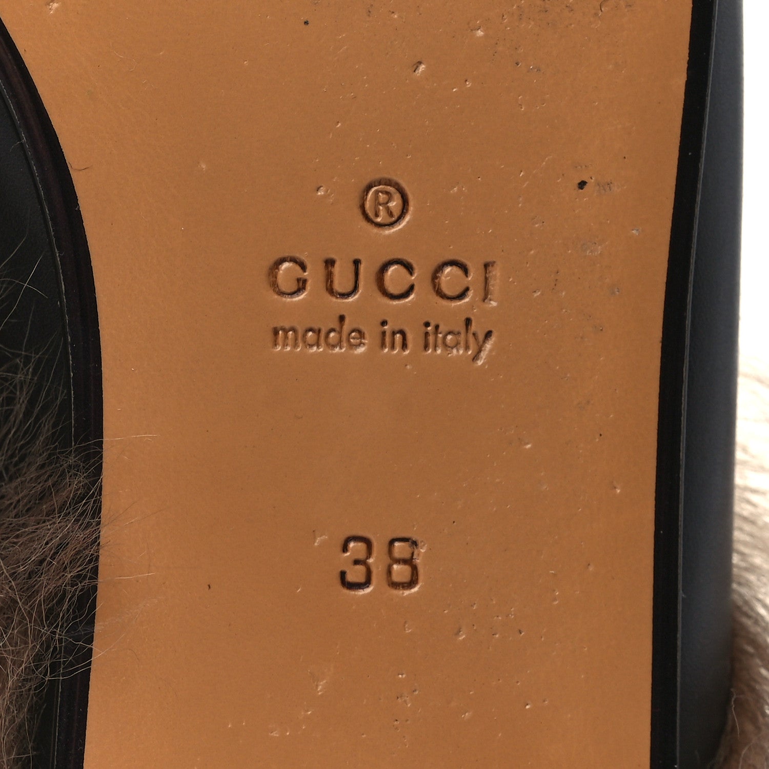 Gucci Calfskin Fur Womens Princetown Slippers 38 Black 6 of 7