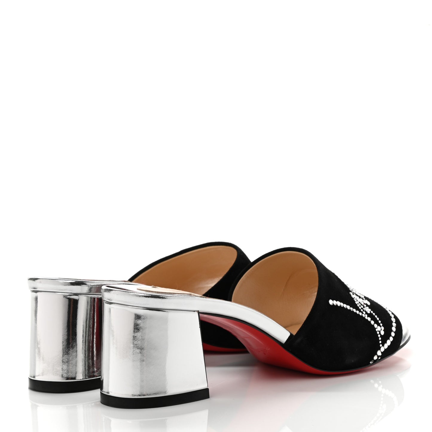 Veau Velours Specchio Dear Home 55 Slide Sandals 35.5 Black Crystal