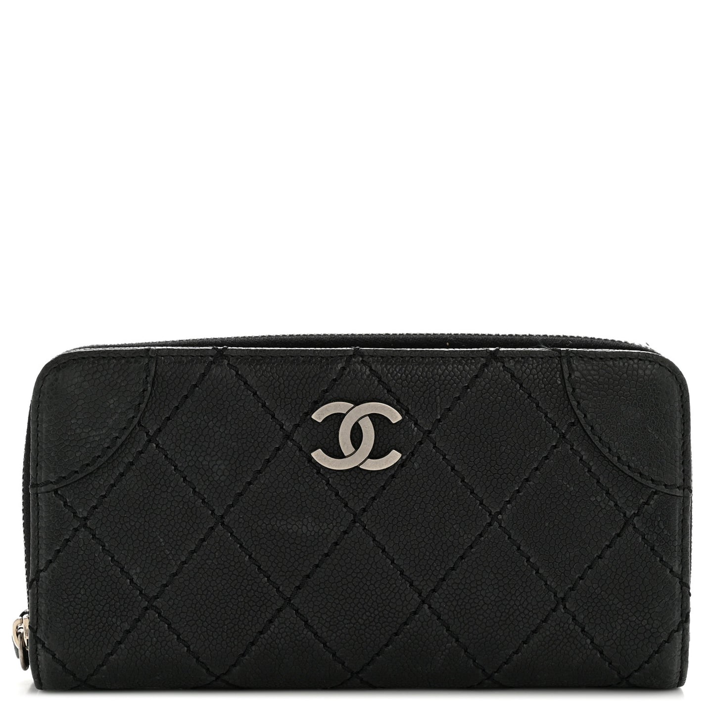 Caviar Quilted Stitched Outdoor Ligne Wallet Black