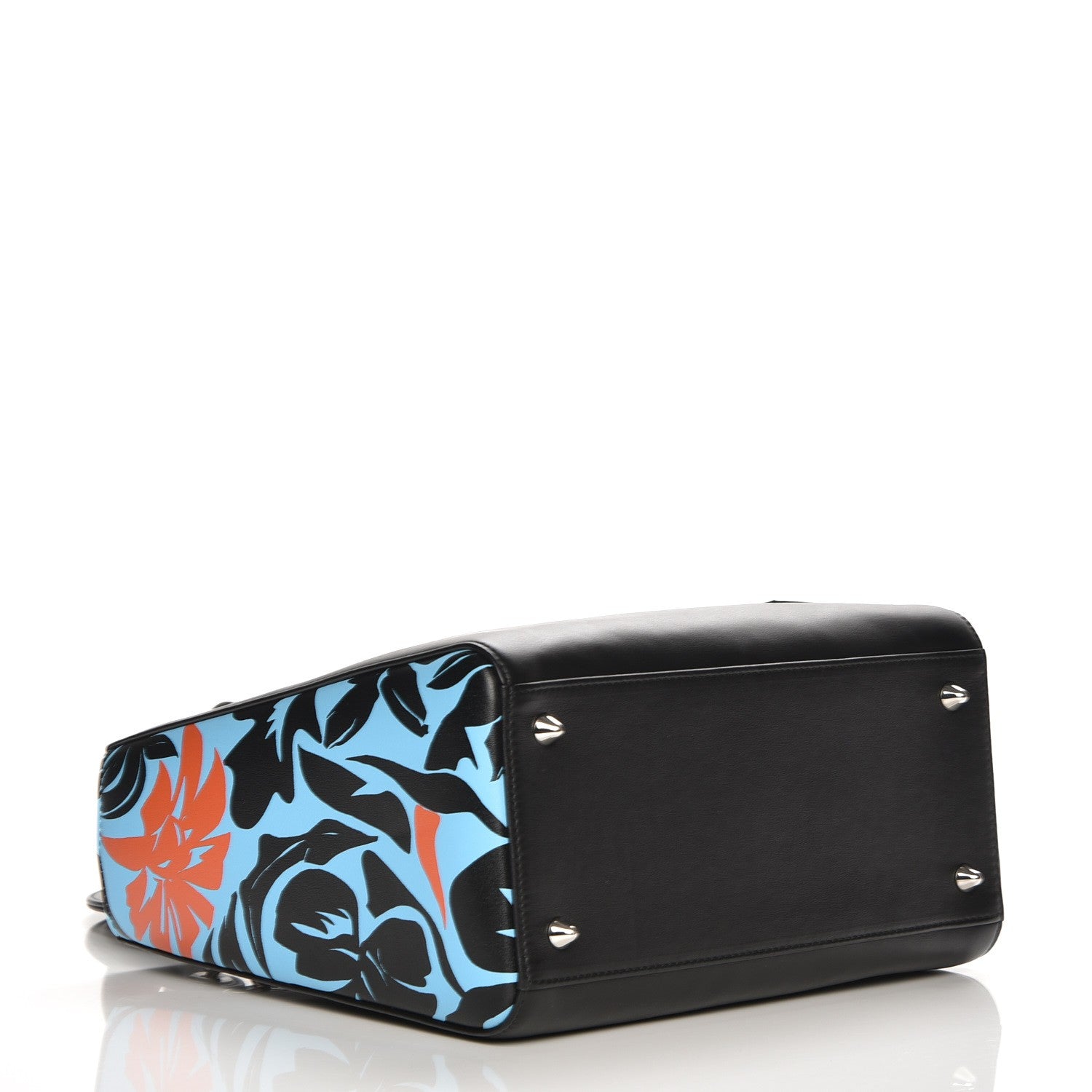Christian Dior Calfskin Flower Printed Medium Lady Dior Black 5 of 8
