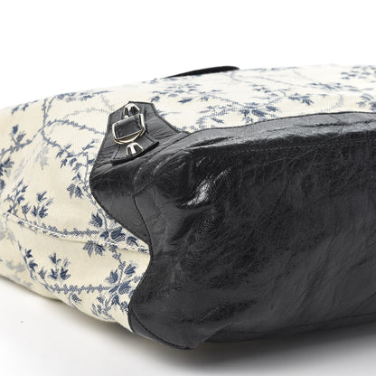 Balenciaga Chevre Toile De Jouy Floral Classic Silver Hardware Day Hobo Black 5 of 9