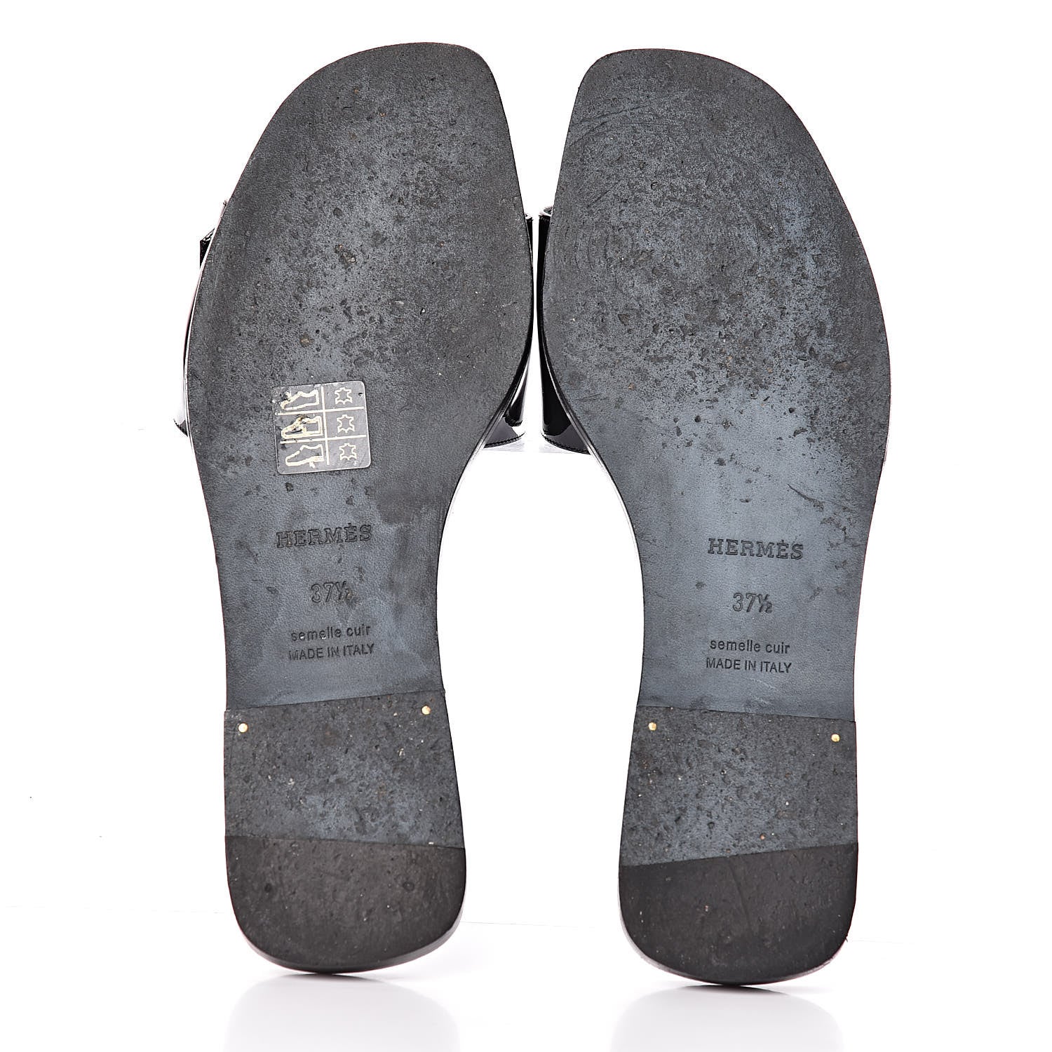Hermes Patent View Sandals 37.5 Black 7 of 13