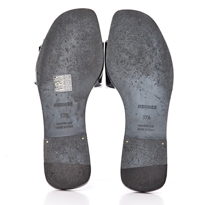 Hermes Patent View Sandals 37.5 Black 7 of 13