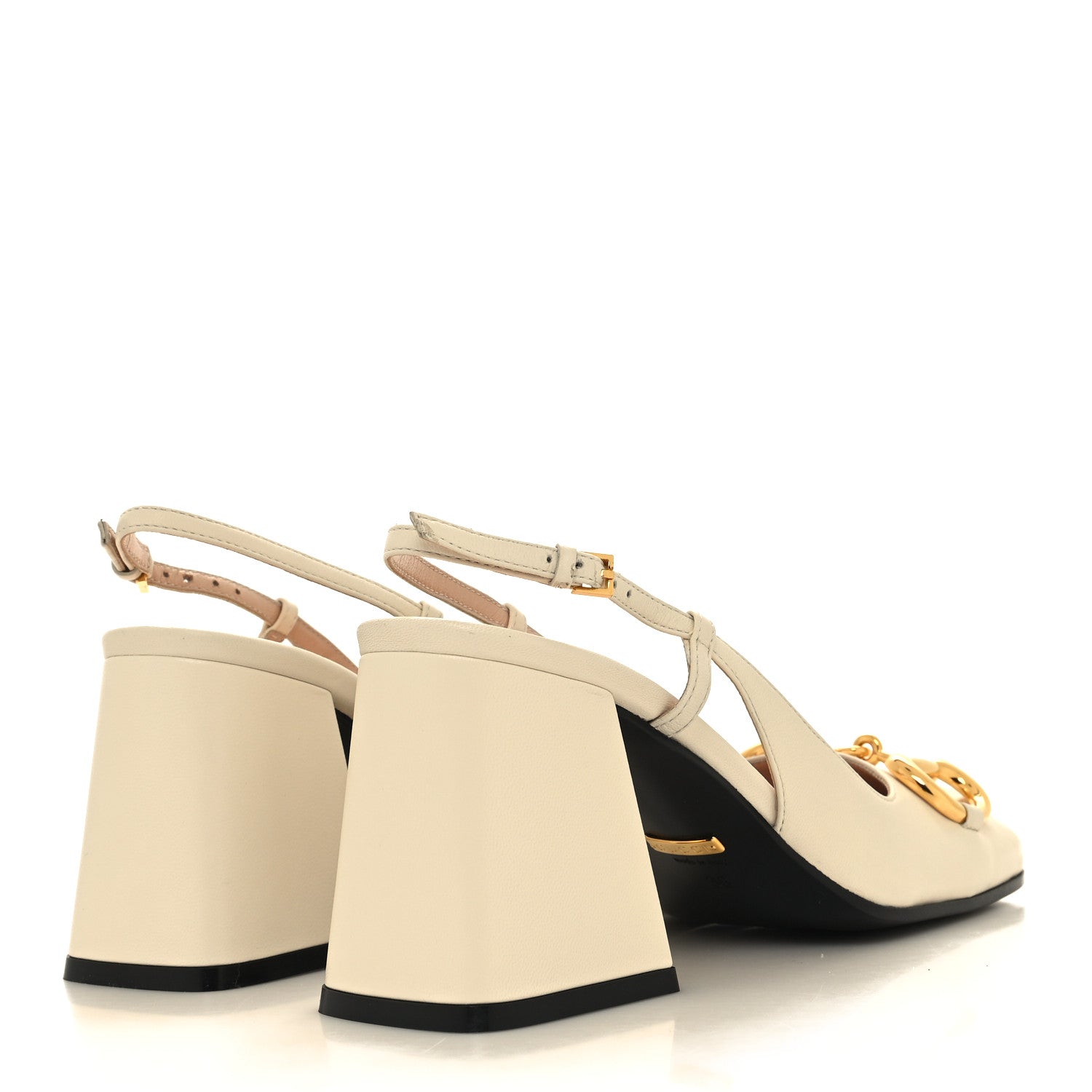 Gucci Malaga Kid Horsebit 75mm Slingback Pumps 36 Mystic White 4 of 8