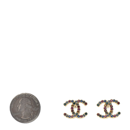 Chanel Crystal Over The Rainbow CC Earrings Gold Multicolor 2 of 4