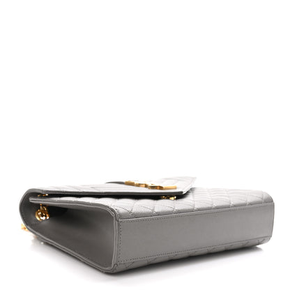Saint Laurent Grain De Poudre Textured Mixed Matelasse Medium Triquilt Monogram Satchel Fog 4 of 11