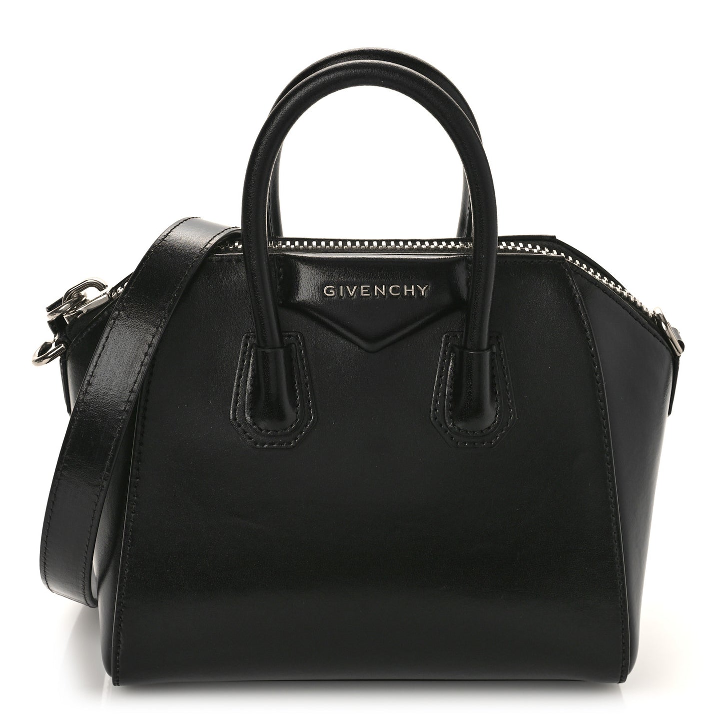 Shiny Lord Calfskin Mini Antigona Black