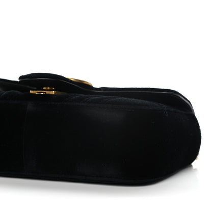 Gucci Velvet Matelasse Mini GG Marmont Shoulder Bag Black 10 of 14