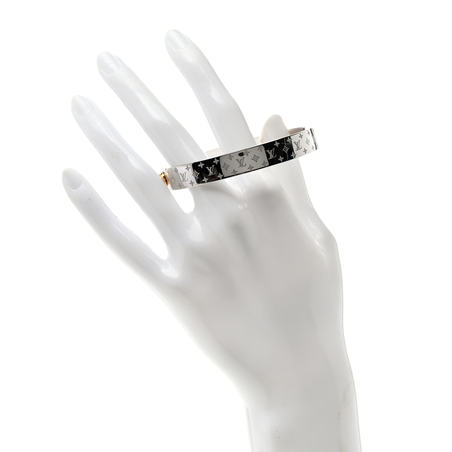 Louis Vuitton Brass Palladium Plated Nanogram Cuff M Silver 2 of 5