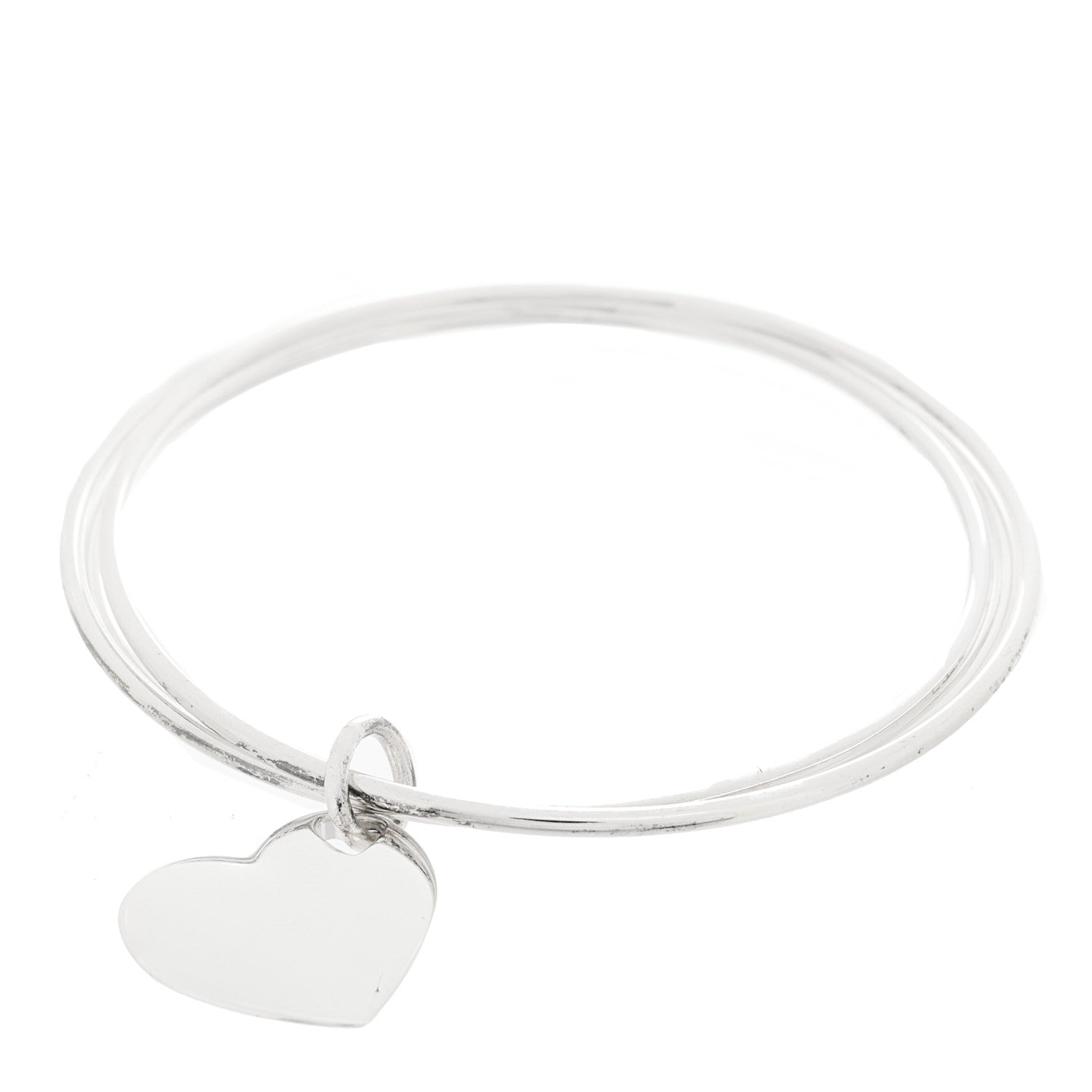 Tiffany Sterling Silver Heart Triple Bangle Bracelet 2 of 3