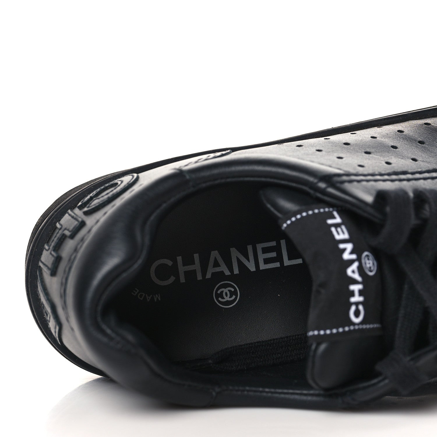 Chanel Calfskin Womens Logo Sneakers 39 Black 7 of 8