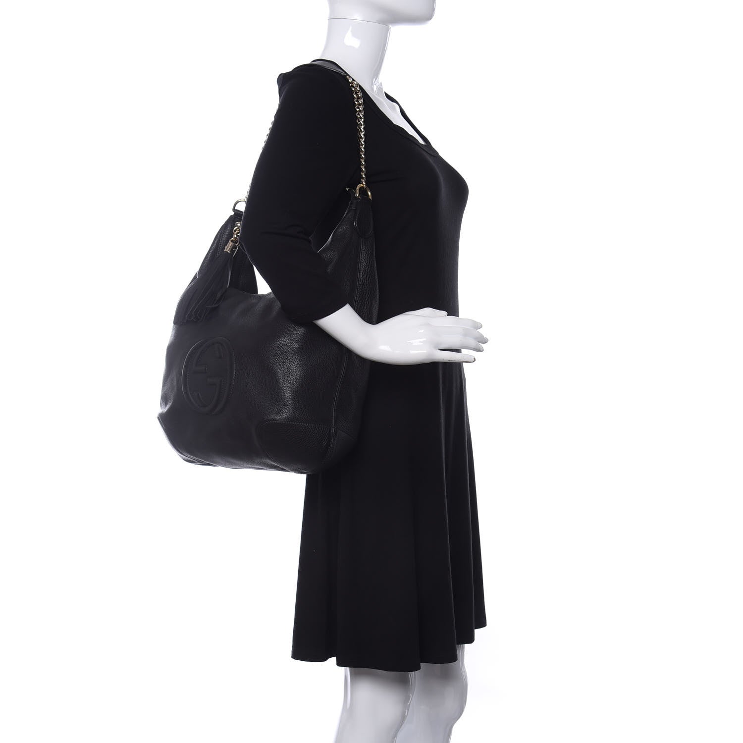 Gucci Pebbled Calfskin Medium Soho Chain Hobo Black 2 of 10